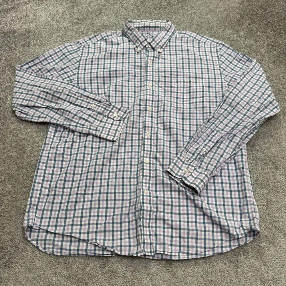 J.Crew Lightweight Button Down Shirt Mens XL Purple Blue Plaid Cotton Casual Top